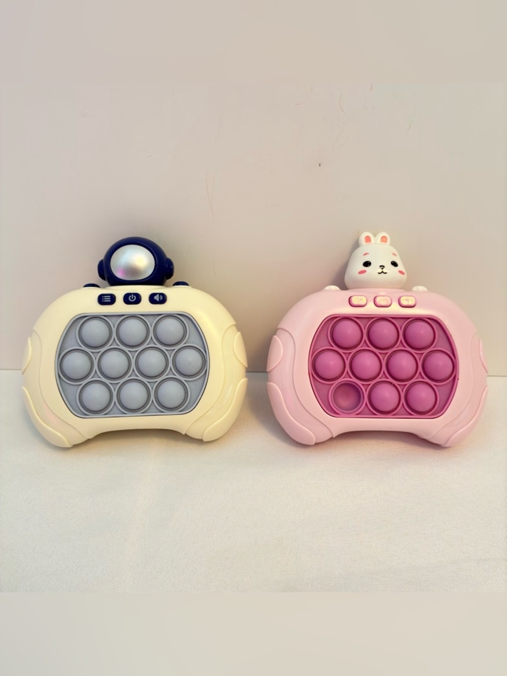 Quick Push Pop Press & Play Electronic Handheld Pink Rabbit & Astronaut Games